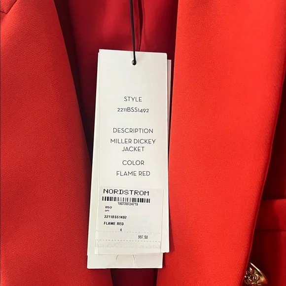 Veronica Beard Miller Dickey Jacket Blazer Flame Red with Gold Buttons - Picture 10 of 12